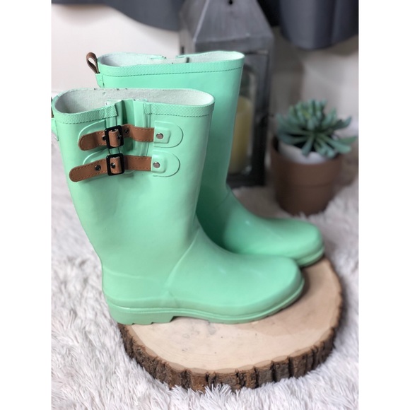 Target Shoes - Teal rain boot with brown buckles